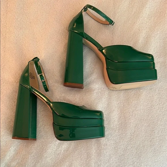 70s disco vintage style 6 inch Green Platform Heels - see measurements f… - Picture 5 of 17